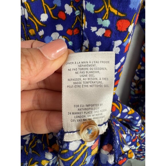Anthropologie Conversations floral blouse colorful retro sz 12 - Picture 9 of 9